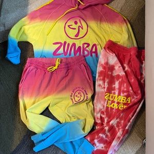 Zumba Sweatshirt Jogger Pants Tie Dye Used Once